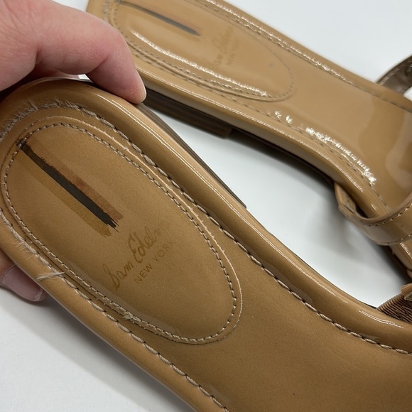 Sam Edelman Bay Slide Sandals Women's 10M Patent Leather Double "E" Almond - Picture 6 of 9